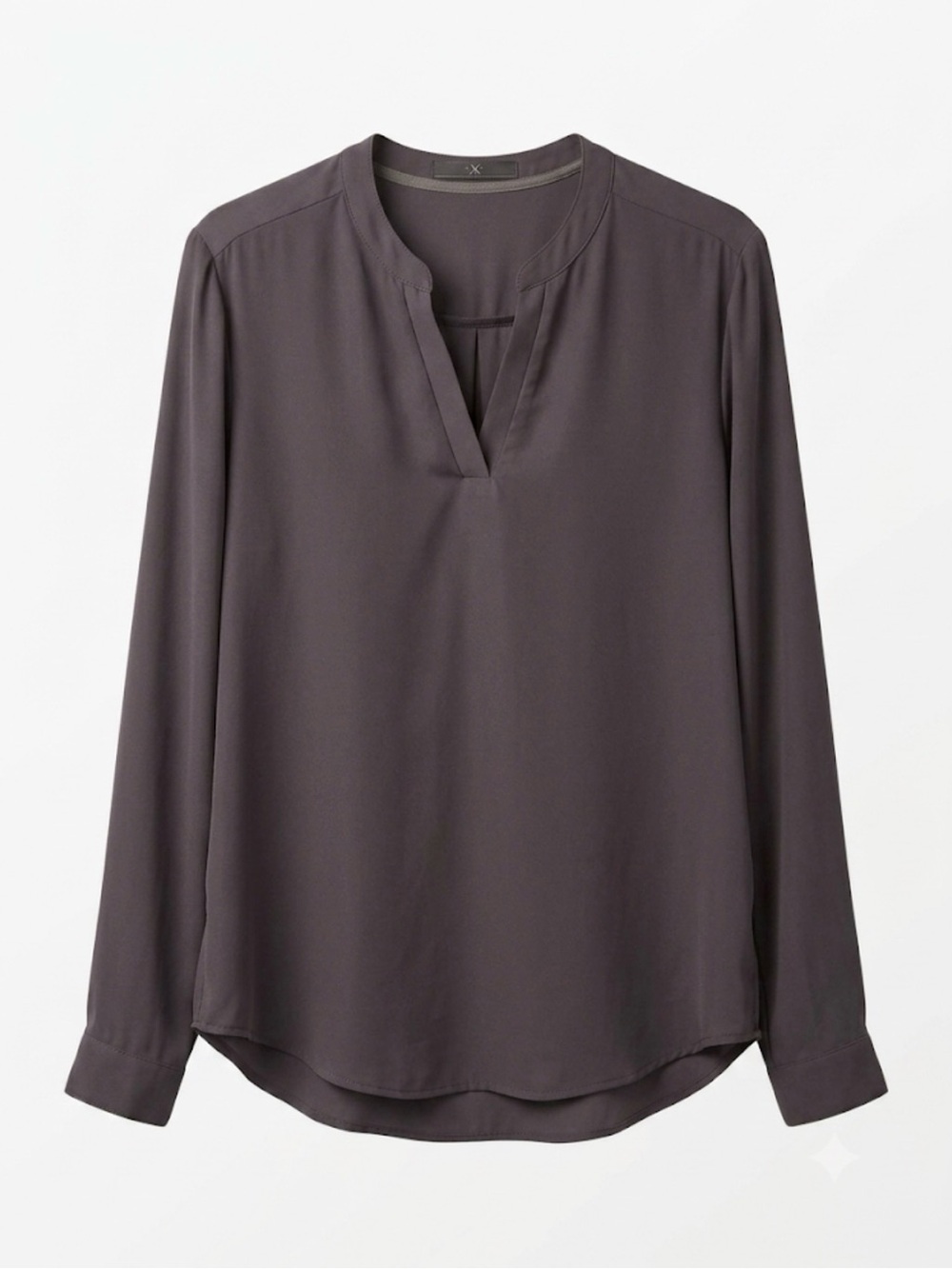 Women's Taupe Split-Neck Long Sleeve Blouse